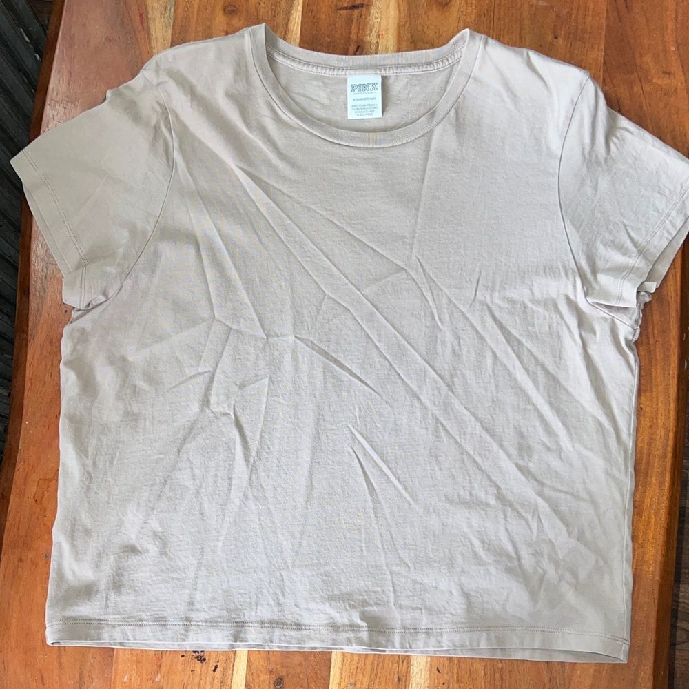 PINK Victoria's Secret Light Tan Short Sleeve Tee Size XL